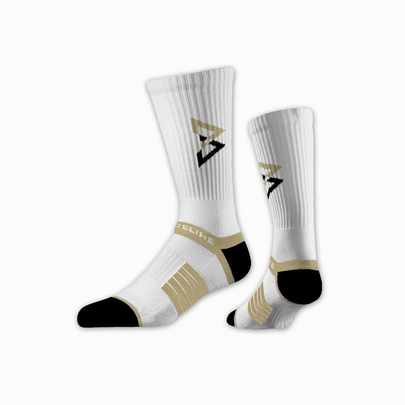 Beast Mode x Strideline Premium Knit Crew Sock (White/Gold/Black)