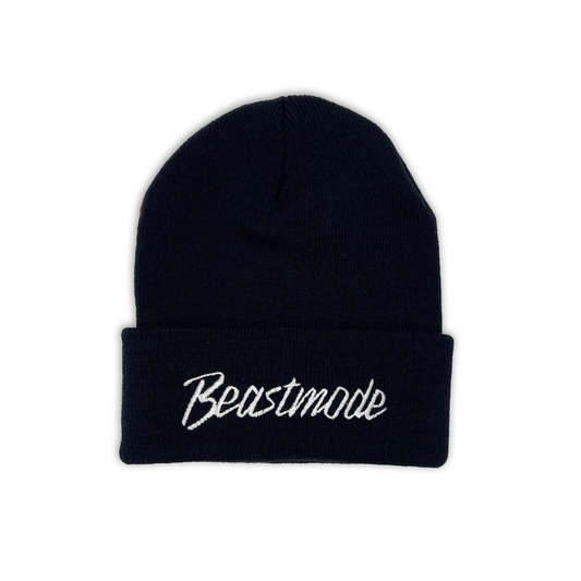 Beastmode Script Cuffed Beanie (Black/White)