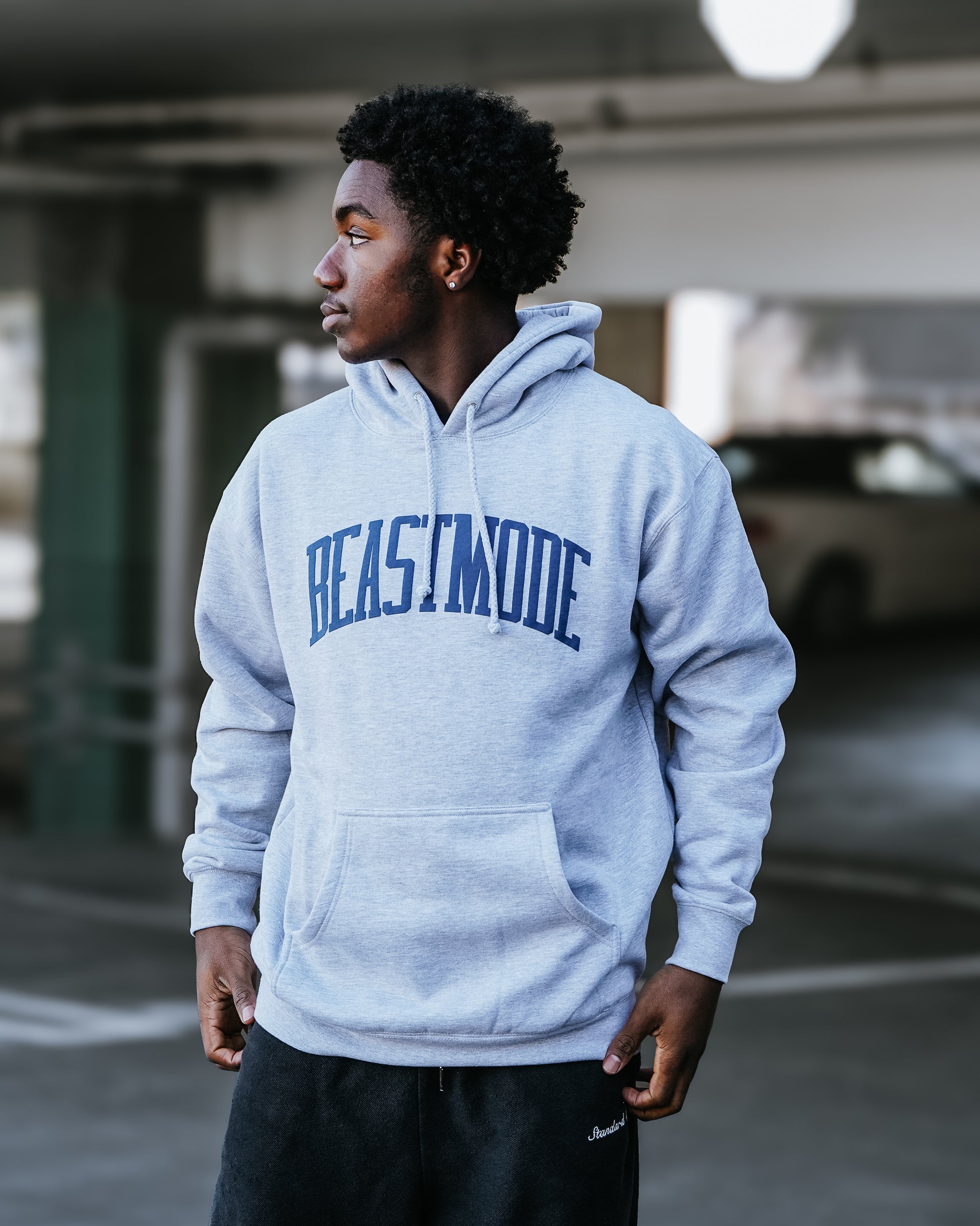 Beastmode Collegiate PUFF Hoodie (Grey Heather/Blue)